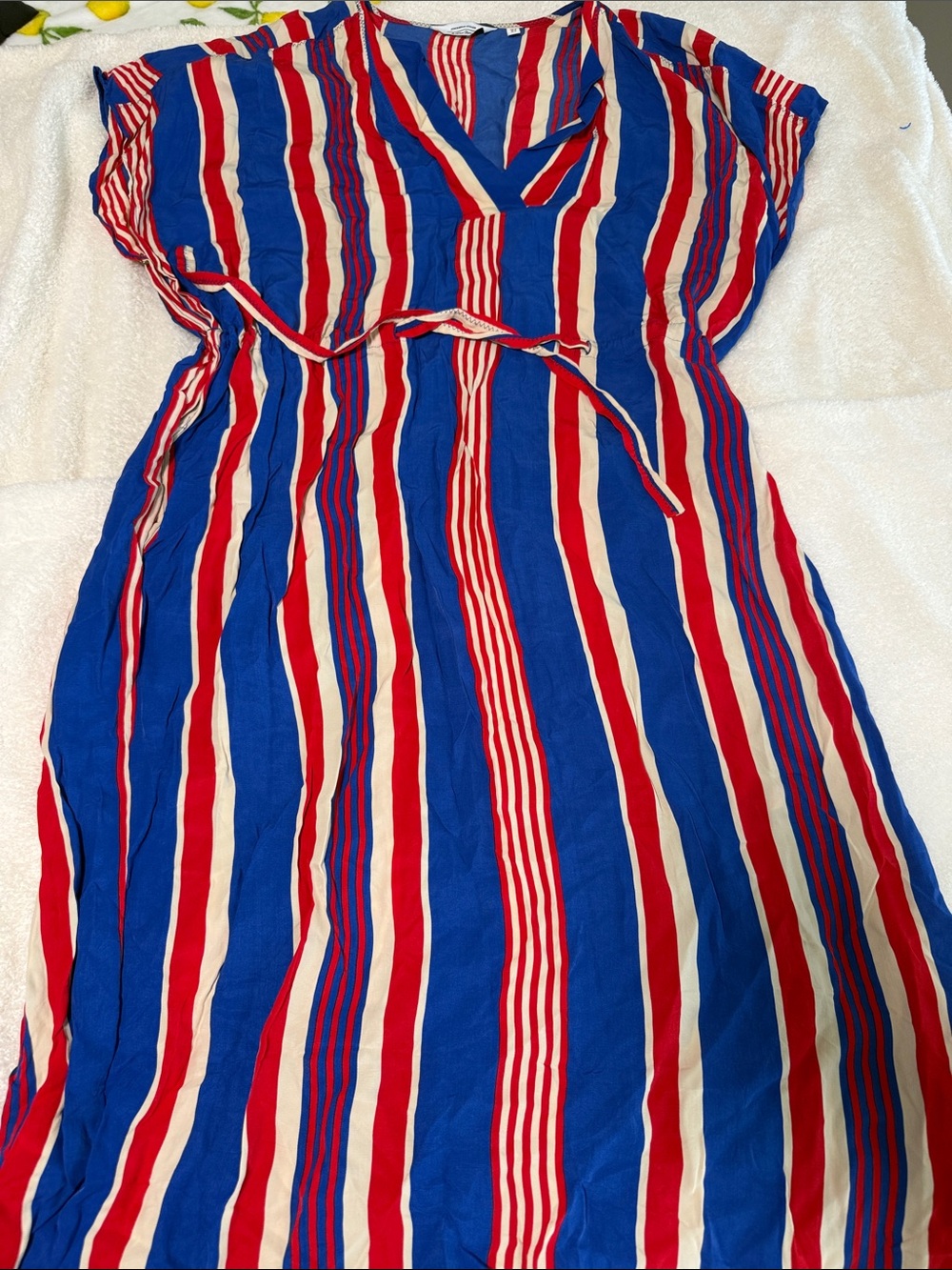 & Other Stories Blue, Red & White Striped Maxi Dress